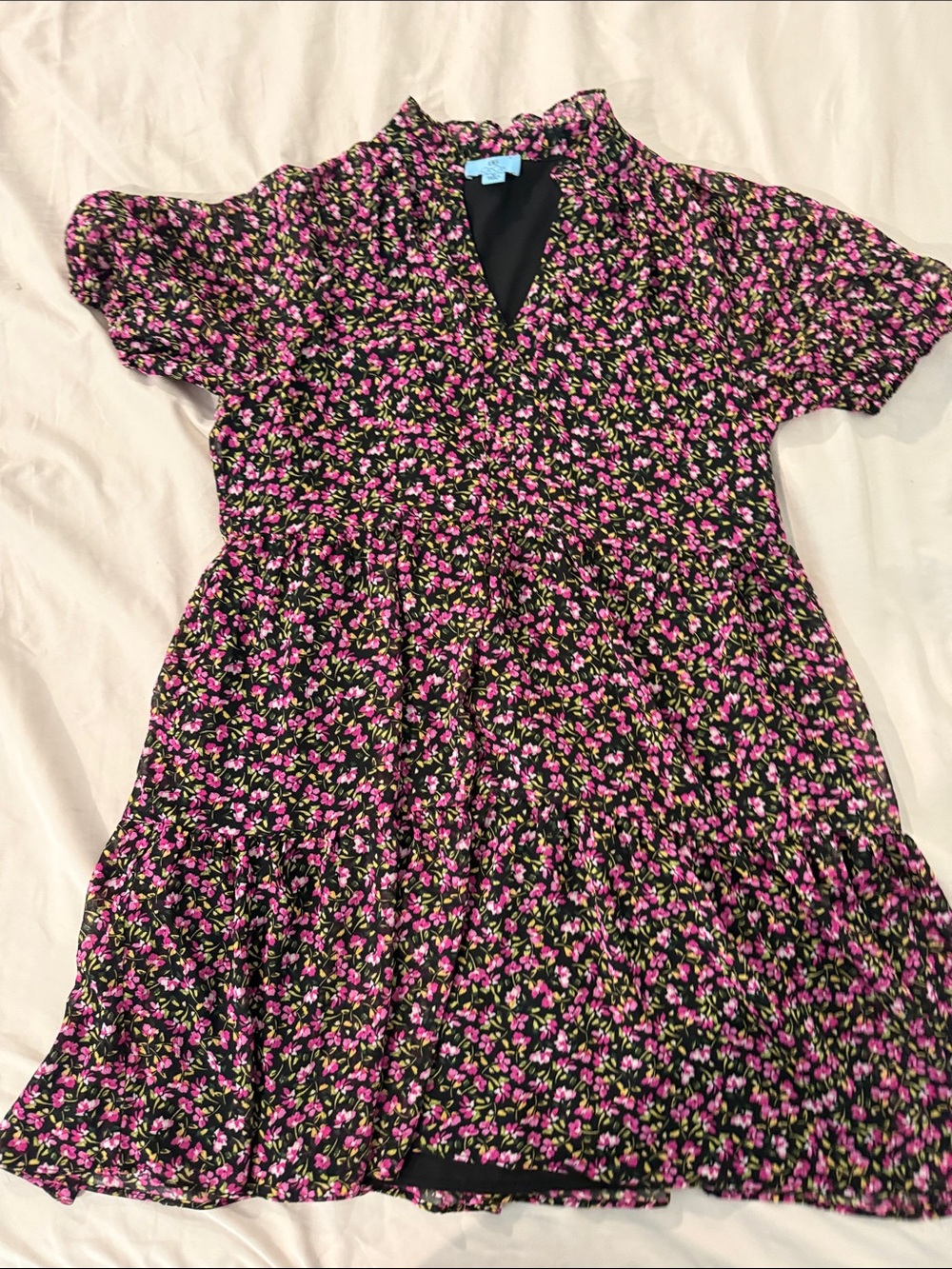 CeCe Black Dress with Pink Floral Print